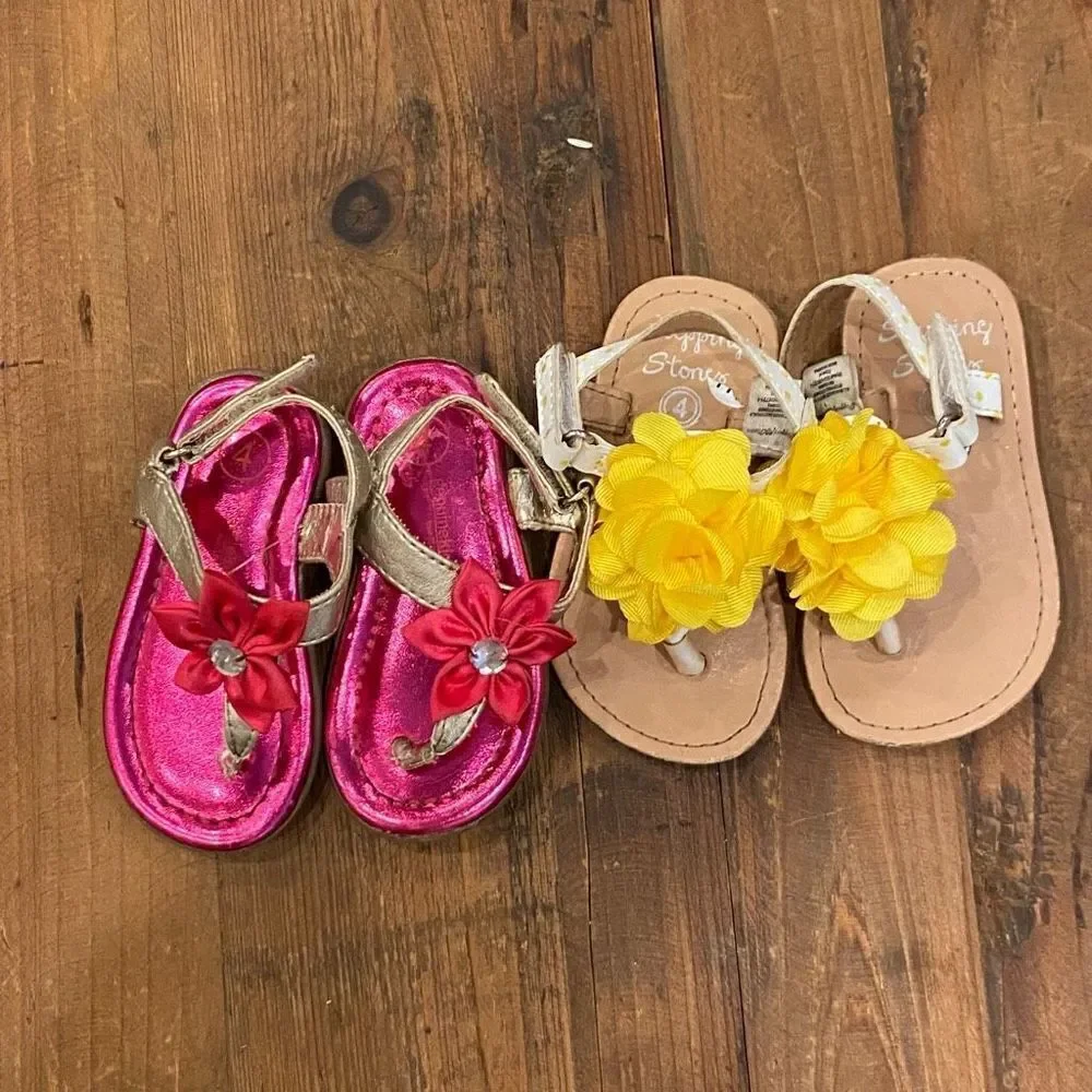Stepping Stones + Genuine Kids Floral Sandals Set of Two Size 4